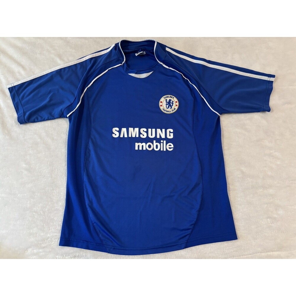 CHELSEA Football Club HOME Shirt Futbol SOCCER Jersey BLUE Mens Large Samsung